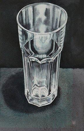 20. Wasserglas (der letzte Schluck), 12 / 2009, Aquarell auf Bütten, 19 x 29 cm, 250,- Euro